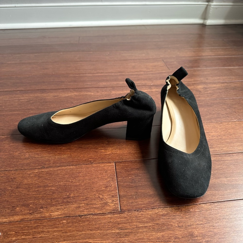 Everlane Italian Leather Day Heel - Black Suede
